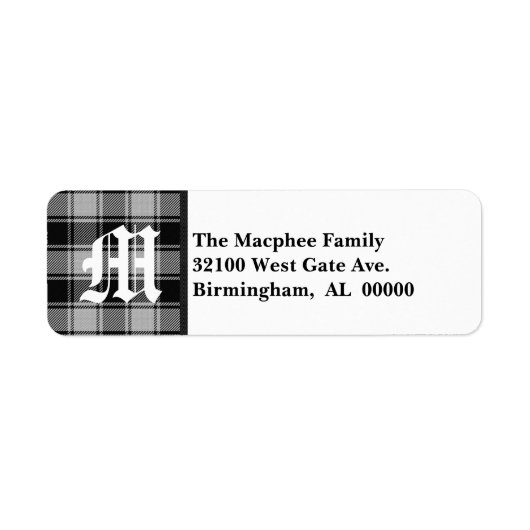 Traditionele Macphee Tartan Plaid Monogram Etiket (Voorkant)