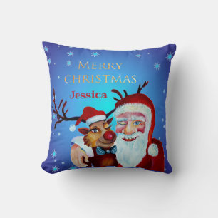 Traditionele Magische Kerstman Lachende Rudolf Kussen