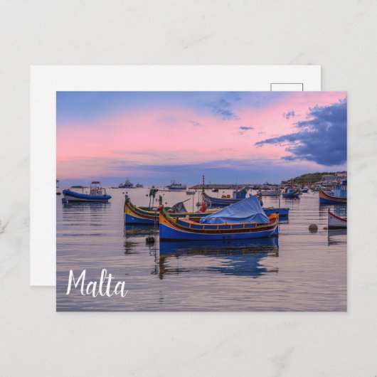Traditionele Maltese boten in Marsaxlokk Briefkaart (Voorkant / Achterkant)