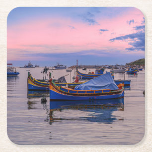 Traditionele Maltese boten in Marsaxlokk Kartonnen Onderzetters