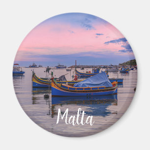 Traditionele Maltese boten in Marsaxlokk Magneet