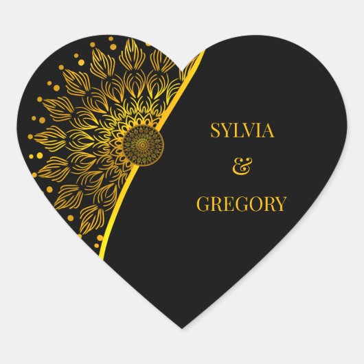 Traditionele mandala klassieke elegante luxe bruil hart sticker (Voorkant)