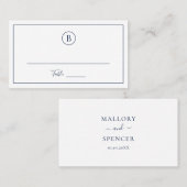 Traditionele Marine Blauw Elegante Huwelijk Plaatskaartje (Voorkant / Achterkant)