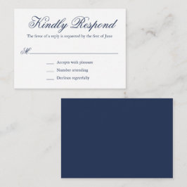 Traditionele Marine Blauw Formele Mini Huwelijk RS Notitiekaartje