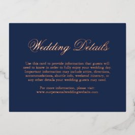 Traditionele marineblauw formele elegante bruiloft folie uitnodiging briefkaart