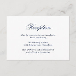 Traditionele marineblauw formele elegante bruiloft informatiekaartje