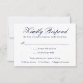 Traditionele marineblauw formele elegante bruiloft RSVP kaartje (Voorkant)