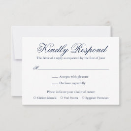 Traditionele marineblauw formele elegante bruiloft RSVP kaartje