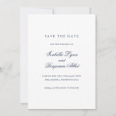 Traditionele marineblauw formele elegante bruiloft save the date (Voorkant)