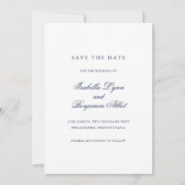 Traditionele marineblauw formele elegante bruiloft save the date
