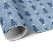Traditionele marineblauw-kerstbomen en rendieren cadeaupapier (Rol Hoek)