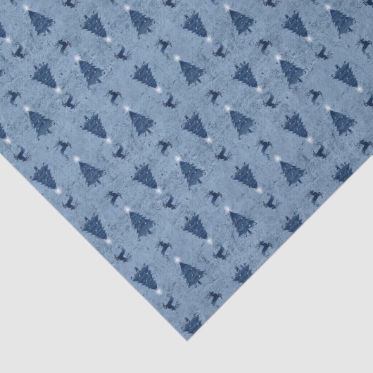 Traditionele marineblauw-kerstbomen en rendieren tissuepapier (Detail)