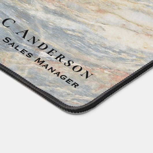 Traditionele marmeren look met naam & titel bureaumat (Hoek)