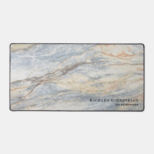 Traditionele marmeren look met naam & titel bureaumat (Voorkant)