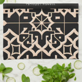 Traditionele Marokkaanse Textuur Beige Modern Patr Theedoek (Gevouwen)