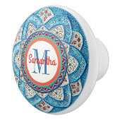 Traditionele Marokkaanse Turquoise Blue Monogramme Keramische Knop (Rechts)