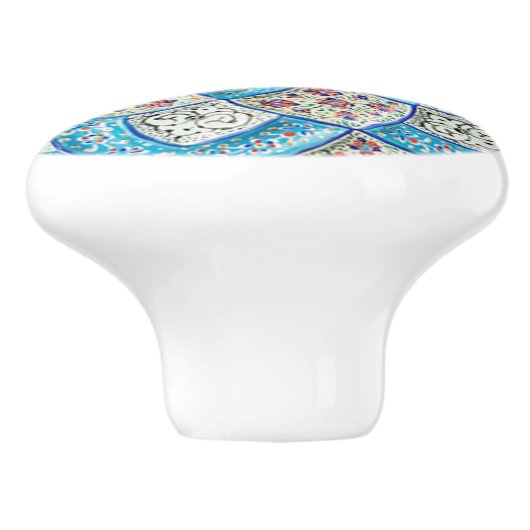 Traditionele Marokkaanse turquoise Blue, white, za Keramische Knop (Zijkant)