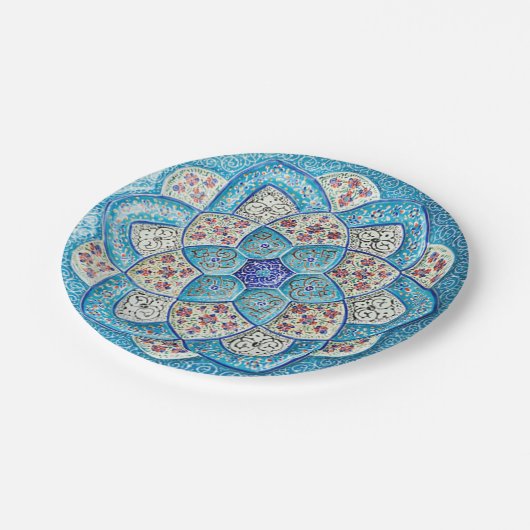 Traditionele Marokkaanse turquoise Blue, white, za Papieren Bordje (Gekanteld)