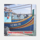 Traditionele Marsaxlokk boten, Malta souvenir Magneet (Voorkant)