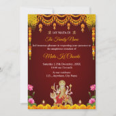 Traditionele Mata Ki Chowki Invitation Kaart (Voorkant)