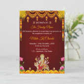 Traditionele Mata Ki Chowki Invitation Kaart (Staand voorkant)