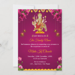 Traditionele Mata Ki Chowki Invitation Kaart