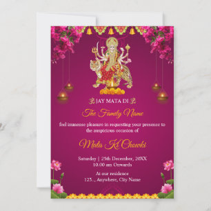 Traditionele Mata Ki Chowki Invitation Kaart