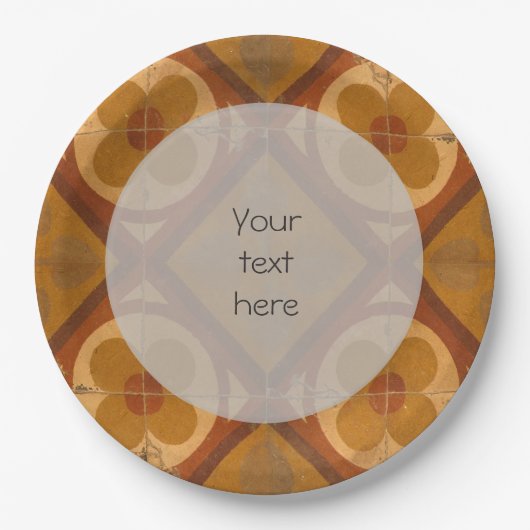 Traditionele mediterrane keramische tapijten voor  papieren bordje (Voorkant)