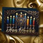 Traditionele  Menorah Happy Chanoeka Folie Feestdagenkaart<br><div class="desc">Traditionele  Menorah Happy Chanoeka</div>