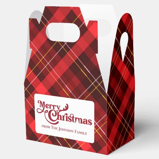 Traditionele Merry Christmas Red Plaid Custom Part Bedankdoosjes (Geopend)