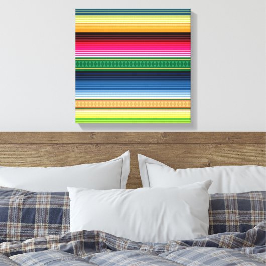 Traditionele Mexicaanse Blanket Serape Canvas Afdruk (Insitu (Slaapkamer))