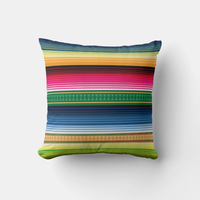 Traditionele Mexicaanse Blanket Serape Kussen (Voorkant)