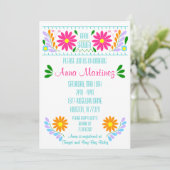 Traditionele Mexicaanse Borduurwerk Fiesta Uitnodi Kaart (Staand voorkant)