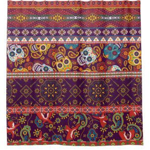 Traditionele Mexicaanse stijlpatchwork abstrac Douchegordijn