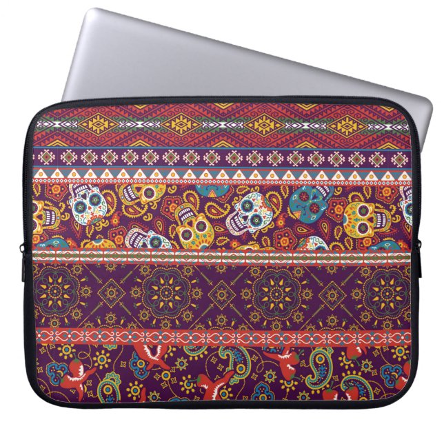 Traditionele Mexicaanse stijlpatchwork abstrac Laptop Sleeve (Voorkant)