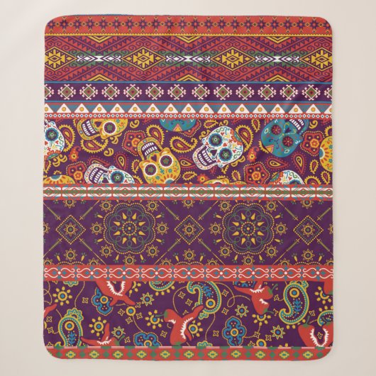 Traditionele Mexicaanse stijlpatchwork abstrac Sherpa Deken (Voorkant)