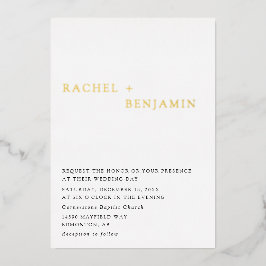 Traditionele minimalistisch goudbruin folie uitnodiging