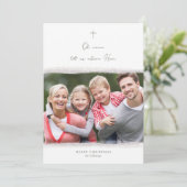 Traditionele minimalistische religieuze foto-kerst feestdagenkaart (Staand voorkant)