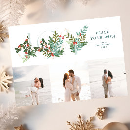 Traditionele Mint Leafy Botanical JOY Collage Foto Feestdagenkaart