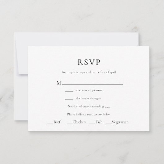 Traditionele moderne bruiloft RSVP kaart (Voorkant)