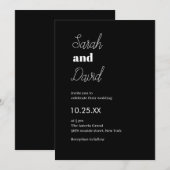 Traditionele moderne chique zwart-wit bruiloft kaart (Voorkant / Achterkant)
