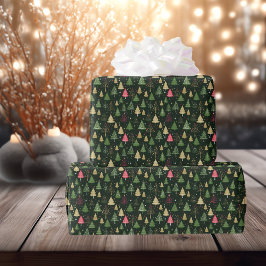 Traditionele moderne kerstbomen groen cadeaupapier