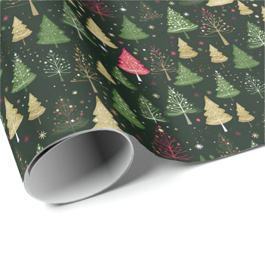 Traditionele moderne kerstbomen groen cadeaupapier (Rol Hoek)