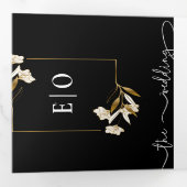 Traditionele moderne Klassiek | Zwart withuwelijk Drieluik Uitnodiging (Binnenzijde eerst)