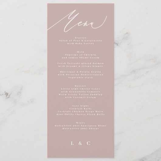 Traditionele moderne roze kalligrafie menu (Voorkant)