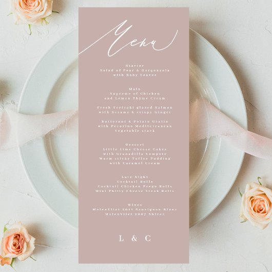 Traditionele moderne roze kalligrafie menu
