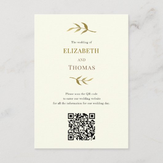 Traditionele moderne trouwwebsite QR-code Informatiekaartje (Voorkant)