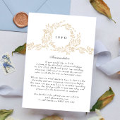 Traditionele Monogram Blush Crest Elegante Bruilof Informatiekaartje