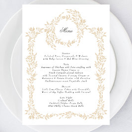 Traditionele Monogram Blush Crest Elegante Bruilof Menu