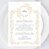 Traditionele Monogram Blush Crest Elegante Bruilof Menu
